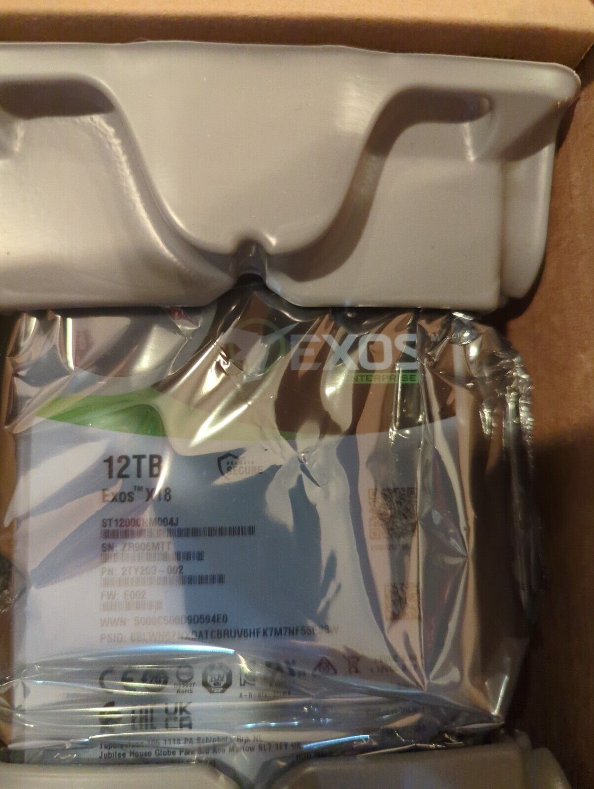 Seagate Exos X18 12TB Internal Hard Drive 7200RPM 3.5" SAS HDD ST12000NM004J