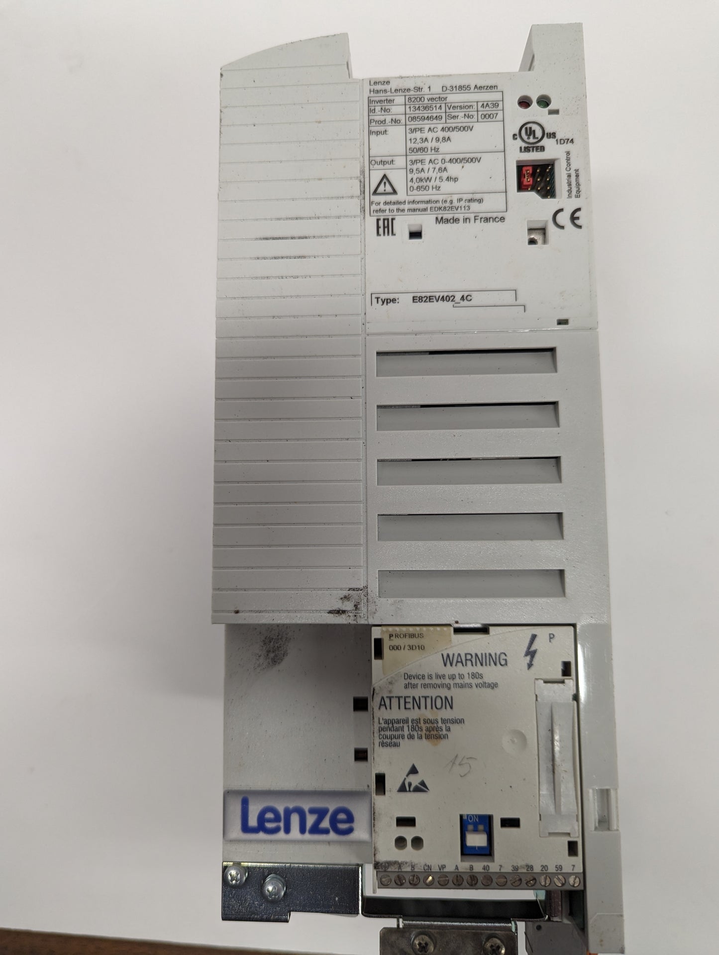 Lenze E82EV402-4C 8200 Vector Inverter 4 KW / 5.4 HP AC Drive