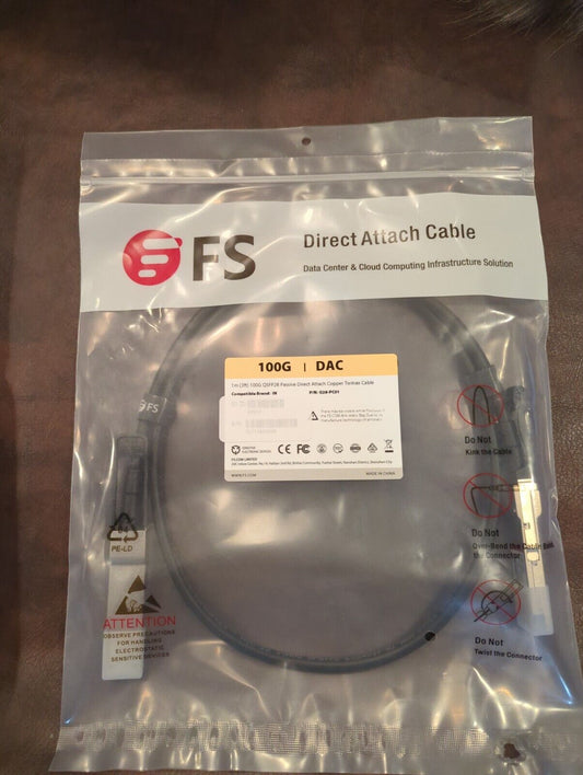 FS 1M 100G QSFP28 Passive DAC Twinax Cable
